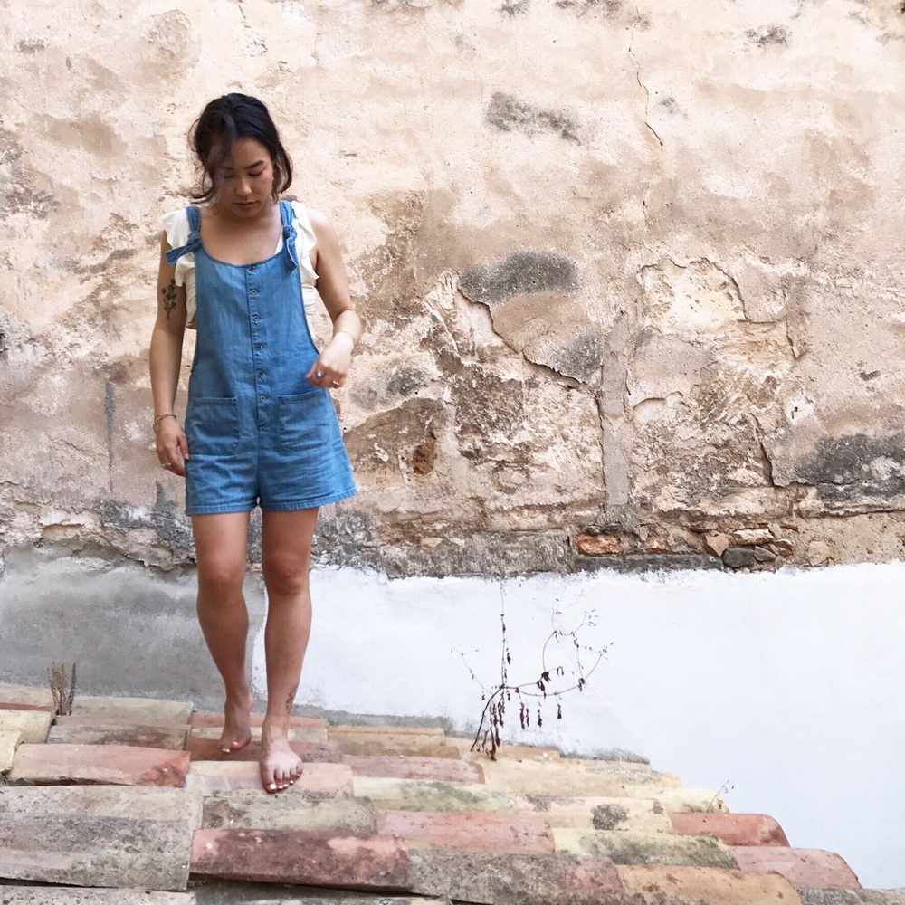 urban outfitters summer OVERALLS in light blue